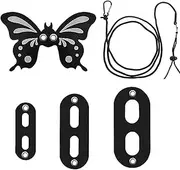 Bearded Dragon Leash and Harness - Adjustable 3 Size Pack Leather Butterfly Wings Harness Set, Lizard Costume Outdoor Walking Lead Control Rope for Iguana Gecko Chameleon Hamster (Black, One Size)