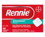 Rennie Indigestion & Heartburn Relief Spearmint 96 Chewable Tablets