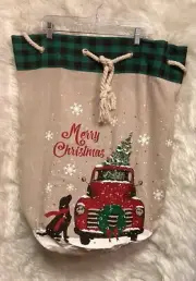 NWOT Drawstring Christmas-Holiday Canvas Gift Bag Sack (Reusable)
