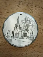WENDELL AUGUST FORGE CHRISTMAS ORNAMENT, CHURCH, 1989, ALUMINUM, NOS
