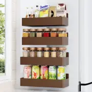 Magnetic Spice Rack for Refrigerator, Kitchen Organizer and Storage Shelf, Brown