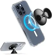 JJC Magnetic Suction Up Cell Phone Mount, Phone Sticky Grip Stand Holder Finger Grip for iPhone 15 14 13 12 Pro Max Magsafe, Hands Free Shower Mirror Wall Mount for Selfies & Videos