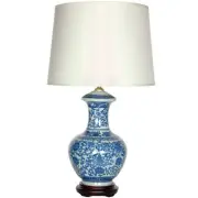 24.5" Blue & White Porcelain Round Vase Lamp