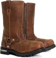 Hot Leathers BTM1001 Men's Rust Brown 11-inch Harness Motorcycle Leather Boots