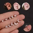 Crystal Rhinestone Moon Sun Ear Helix Cartilage Body Piercing Earrings Studs_SL
