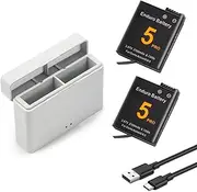 Osmo Action 5 Pro/4/3 Battery Charger Kit, 2-Pack 2100mAh Rechargeable Batteries, with 2-Channel Fast Charger Hub, Compatible with DJI Osmo Action 5 Pro, Osmo Action 4 and Osmo Action 3