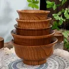 190/240/300/425/475ml Wooden Bowl Reverse Edge Tableware Mongolia Style Wooden