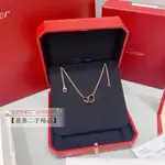 免運CARTIER 卡地亞 LOVE 項鍊 18K玫瑰金 無鑽雙環 鎖骨項鍊 B7212300 女款