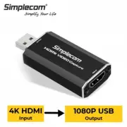 Simplecom HDMI to USB 2.0 Capture Card Full HD 1080p for Live Video Streaming