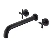 Sumerian Cross Double Handle Wall Mount Roman Tub Faucet with Valve Bronze