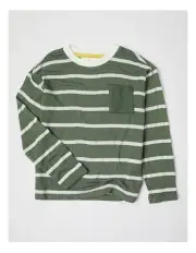 [Milkshake] Cosy Knit Pocket T-Shirt in Tan and White Stripes