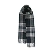 100% Lambswool Authentic Hebridean Grey White Tartan Scarf - Clunie Burn