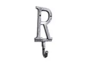 [Pack Of 2] Rustic Silver Cast Iron Letter R Alphabet Wall Hook 6""