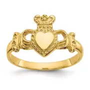 10K Yellow Gold Polished Ladies Claddagh Ring Size 7 1.59 gram Gift for Mother