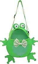 Small Mesh Beach Bag - Frog Mesh Beach Bag - Adjustable Frog Shape Portable Tote for Collecting Kids Boy Girl Outdoor Vacation Seashell Travel