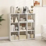 Costway9-Cube Bookshelf Modern Cubby Bookcase with Back Guardrail and Anti-tipping Kits-White