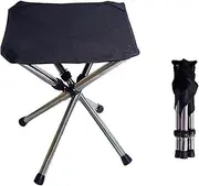 Camp Folding Stool, Stainless Steel Camping Stool, Folding & Telescopic, 4-Leg Portable Ultralight Fishing Stool, 13.78 Inch High Collapsible Stools for Adults & Kids Beach Chair Dobooo