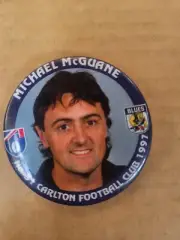 MICHAEL McGUANE - NO 31 - CARLTON - BLUES - AFL TIN BADGE CIRCA 1990's