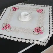 Tablecloth Decorative DIY Handicraft Satin Fabric White Square Vintage