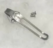 Satin Titanium Deep Carry Pocket Clip For Spyderco Polestar & Alcyone Knife