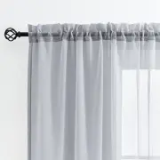 Sheer Curtains Taupe 95 inch Long, Window 52"W x 95"L (Pack of 2) Silver Grey