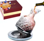 Crystal Wine Decanter Lead-Free 360° Spinning 1.5L Red Wine Aerator Gift Box