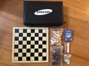 RARE Vintage Samsung Chess and Backgammon set in Leather Casing