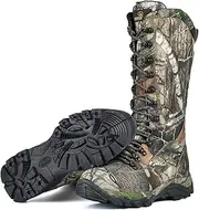 [R RUNFUN] Men's Waterproof Hunting Boots Snakeproof Boots Lightweight Side-Zip Mud Boots, 16 Inches Non-slip Outdoor Shoes