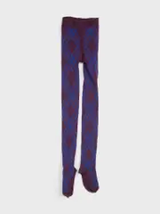 Purple Check Wool Blend Tights