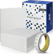 PHATWOLF Acoustics Sound Proof Panels for Walls – 12-Piece Foam Sound Squares with Self-Adhesive Tape – Easy Setup Acoustic Panels - Sound Proof Padding for Home, Office, Rehearsal Room - (White)
