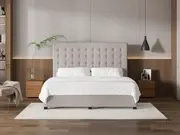My Style Buttoned Headboard & Standard Base - King / Haze / Drawer Base