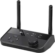 OQIMAX Bluetooth 5.3 Audio Transmitter Receiver 2 in 1 Bluetooth Audio Adapter Dual Connection Bluetooth Receiver Plug & Play RCA/AUX 3.5mm for TV PC Headphone Home Stereo Speaker Car