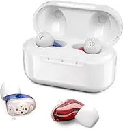 Rechargeable Hearing Aids, Mini Hearing Aids with 16-channel Sound Processing, 1 Pack White Wireless Hearing Amplifiers with Noise Cancellation for Superior Sound Quality, Invisible Hearing Aids