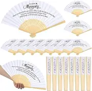 Threehoney 25 Pack Funeral Favors for Guests in Loving Memory Handheld Fans Paper Folding Hand Fan Bulk Funeral Gifts for Services Condolence Sympathy Accessories (White)