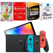 Nintendo Switch Red/Blue OLED + Rabbids Party of Legends + NSO 1 Year Membership