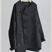 [JIMINISO] Chinese Style Button top Black Coat Female Daily Improved Cheongsam Blouse Embroidery Qipao top