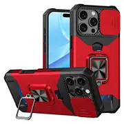 For iPhone 16 Pro Max Case, Camera Protection with Card Slot Cover, Red
