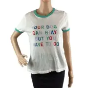 Wildfox Johnny Your Dog Can Stay Ringer Tee Size XS White