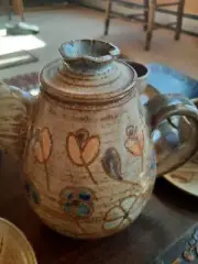 Frances Senska Stoneware Tea Set (teapot, 5 cups, 5 saucers) Signed; Make Offer