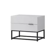 Cody Bedside Table 2 Drawer Industrial Side Table Nightstand white