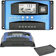 Allollwoll MPPT 30A Solar Charge Controller, 12V/24V, Dual USB, LCD Display, Multi-Function Protection