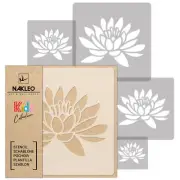 5x reusable PLASTIC Stencils 34x34cm to 9x9cm Nursery Template / LOTUS FLOWER