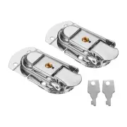 Suitcase Lock Hasp 2.64"x1.34",2Pcs Iron Toggle Catch Latch with Key,Silver