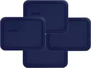Pyrex 7210-PC 3-Cup Blue Plastic Food Storage Lid, Made in USA - 4 Pack