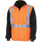 DNC workwear Hi Vis Day Night 4 IN 1 Zip Off Sleeve Reversible Vest W/ Tapes Ne