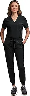 Green Town Scrubs for Women Scrub Set - Jogger Pant and Tuck-in V-Neck Top, 5 Pockets, Yoga Waistband, Nursing Uniform