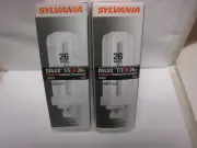 2 Sylvania Dulux T/E IN 26W Compact Florescent 20881 4 Pin GX24Q-2