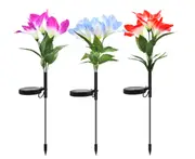3PCS Solar Gentleman Orchid Light Outdoor Waterproof Decorative Lawn Plug Garden LED Color Gradient Flower Light