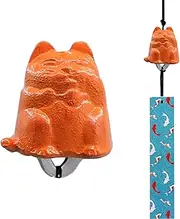 A.F.N.A.L Japanese Wind Chime Cast-Iron Outdoor Ornament for Garden, Patio & Balcony, Hanging Metal Wind-Bell Decoration Gift, Blessing Pendant Windchimes & PVC Wind-Catcher, Fortune Cat - Gold