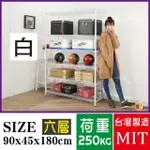 【BUYJM】超荷重白烤漆加強型90X45X180CM鐵力士六層架/波浪架